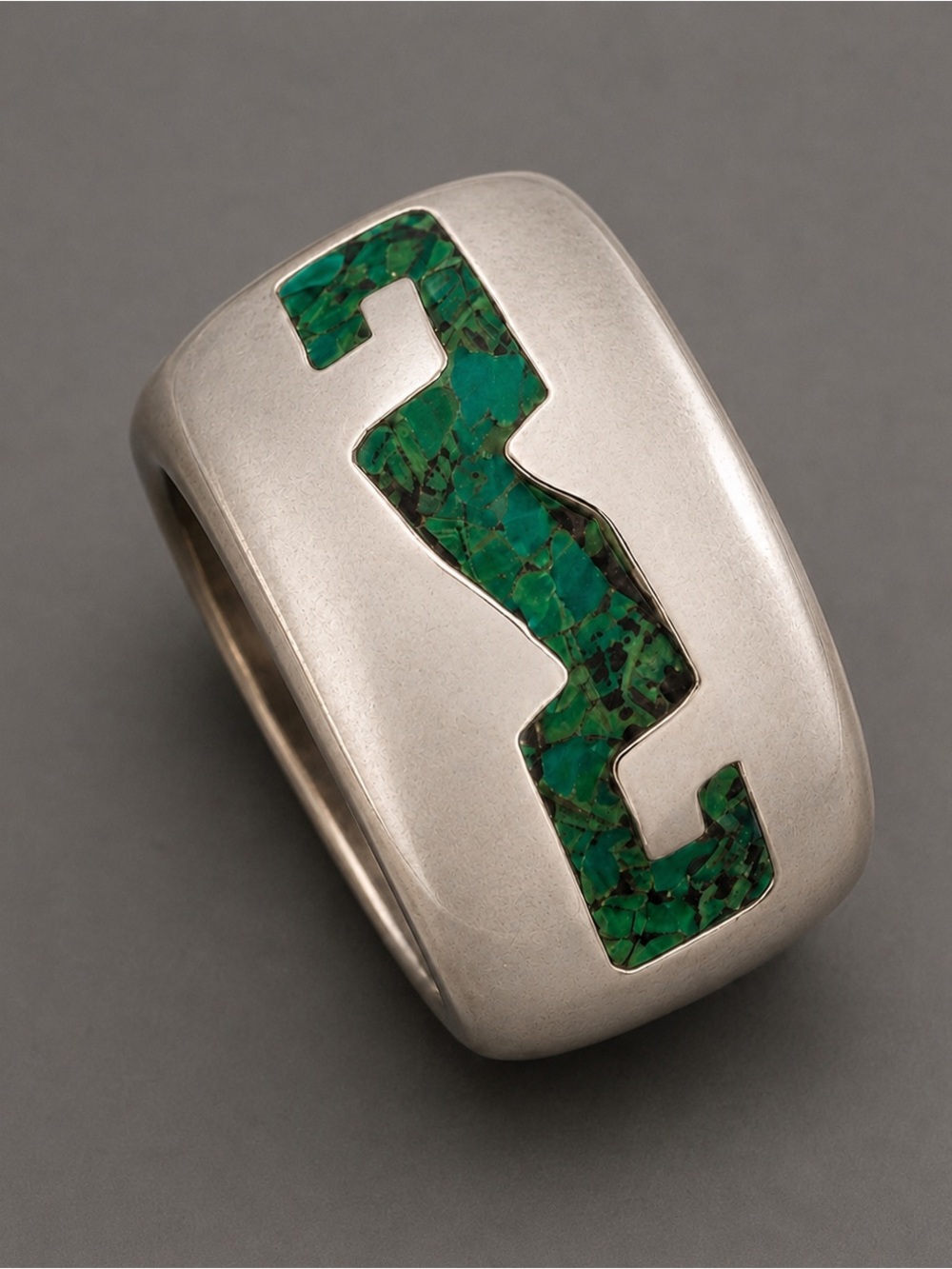 Taxco Mexico Ring Sterling Silver Vintage Band Inlay Gemstones RARE